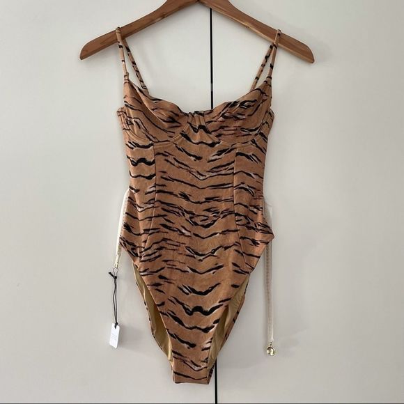 WeWoreWhat Danielle One Piece Tan Tiger Print Bernstein Revolve Shopbop - Picture 12 of 16